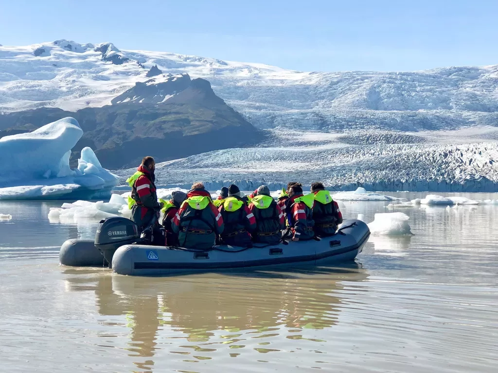 Zodiac Guests Exploring Glacier