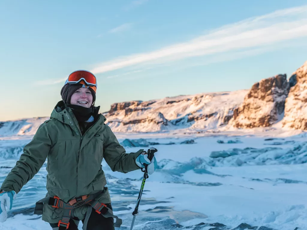 Hiker Ski Goggles Helmet Glacier Iceland