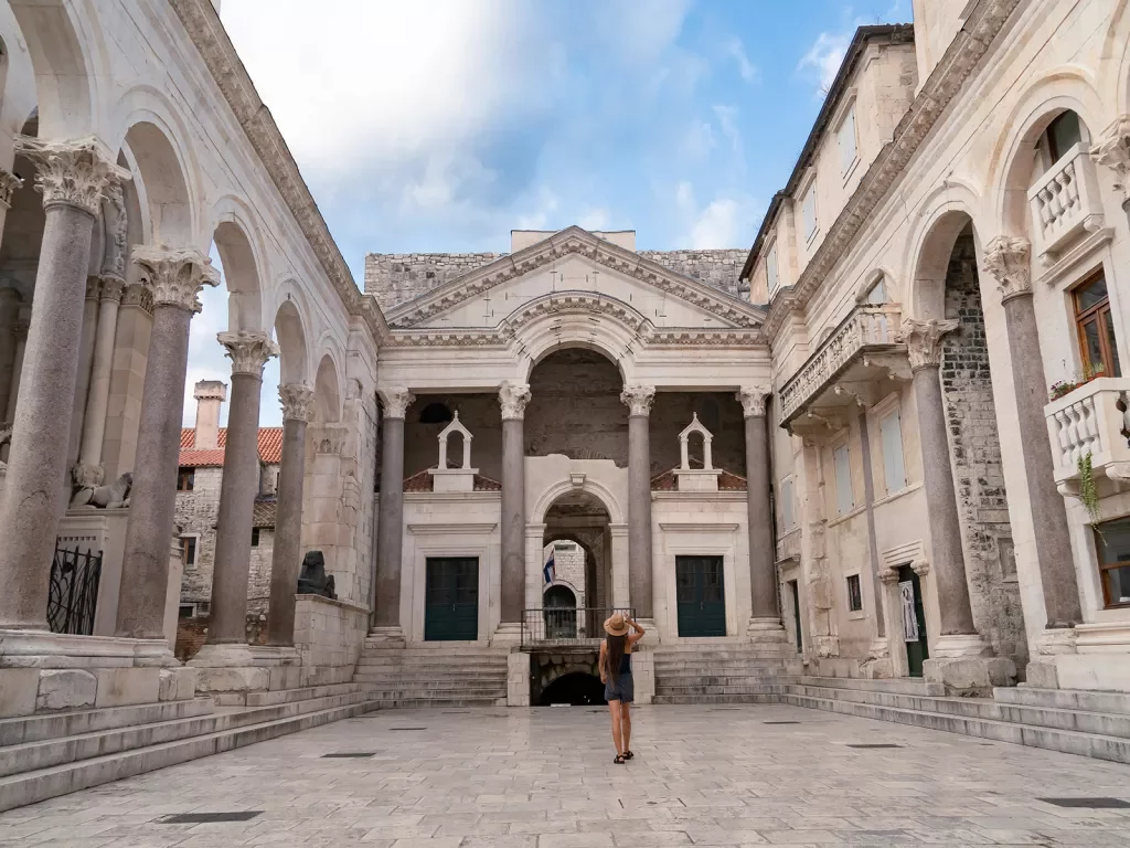 Shot of the front of Diocletian's Palace.