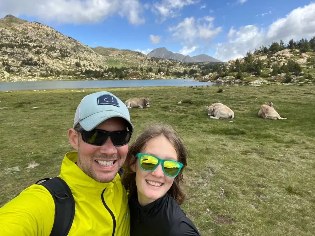 Two Backroads guests smiling at the camera while hiking in Spain and Portugal