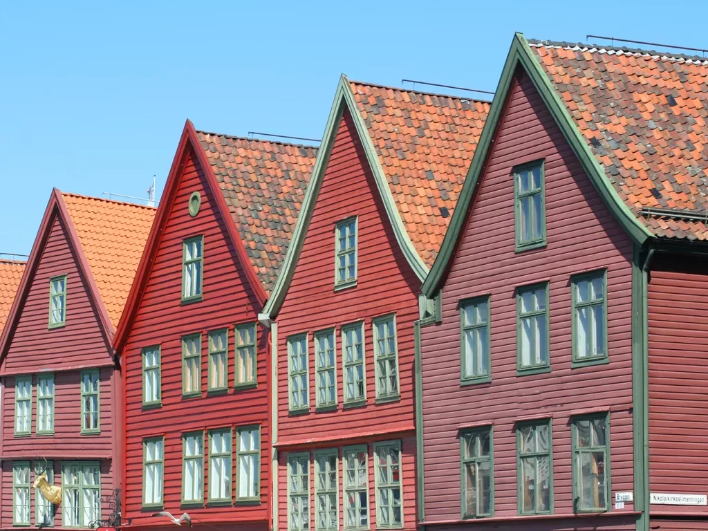 Rooftops of traditional homes in Norway