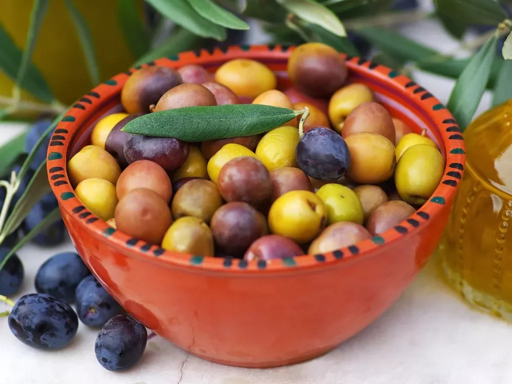 Bowl of raw olives