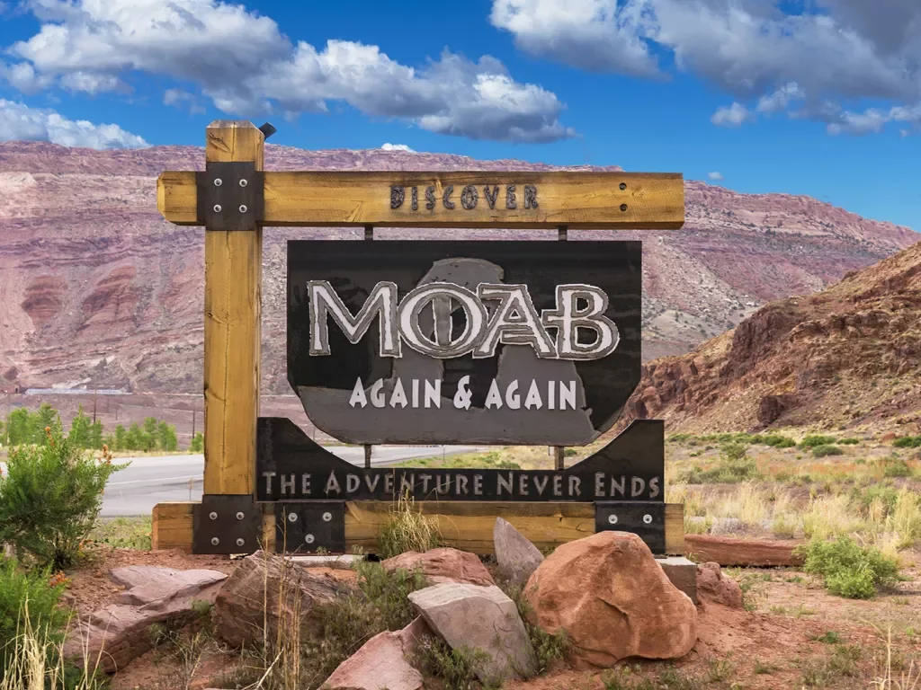 sign for town of Moab, Utah