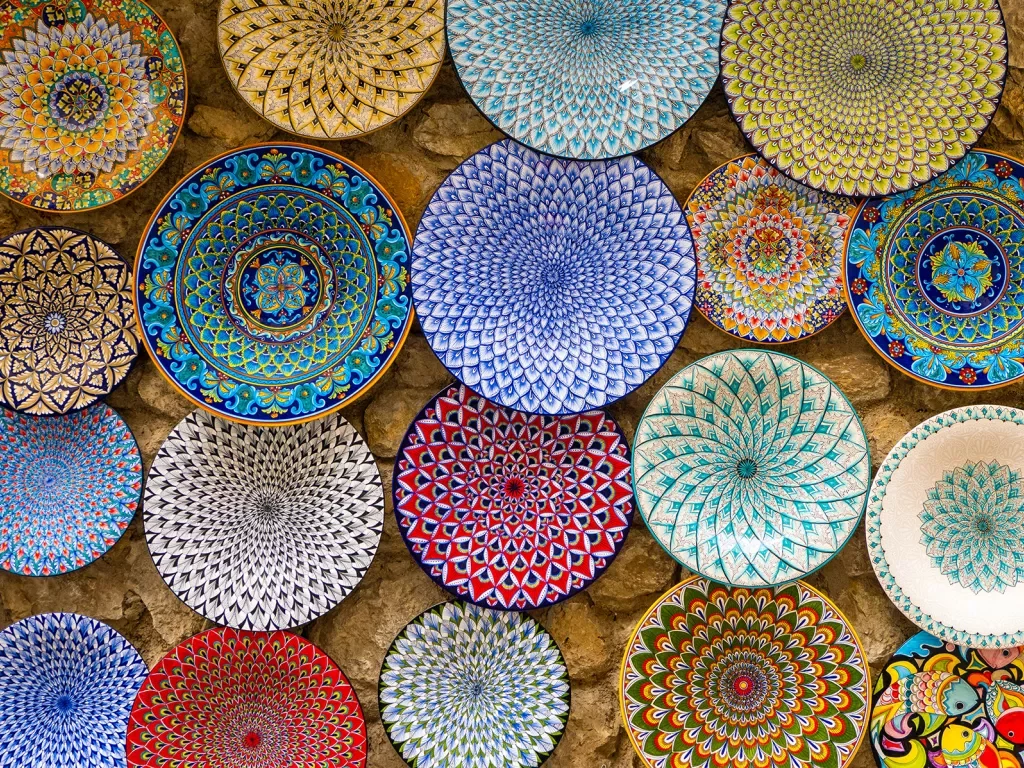 Shot of decorative bowls and plates.