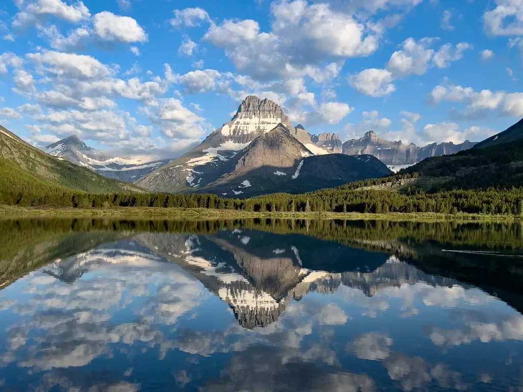 Mountain reflected onto mirrored lake
