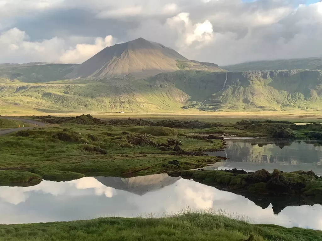 Mountain and it's reflection in lake, Iceland.