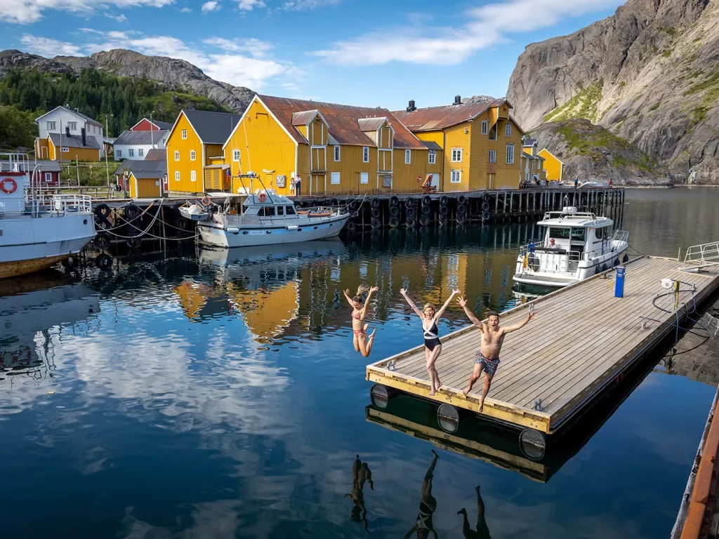 Guests Jumping Off of Dock Norway