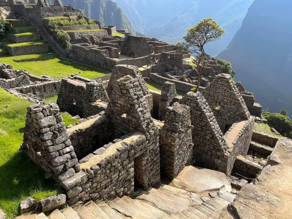Close-up of Machu Picchu stone houses.