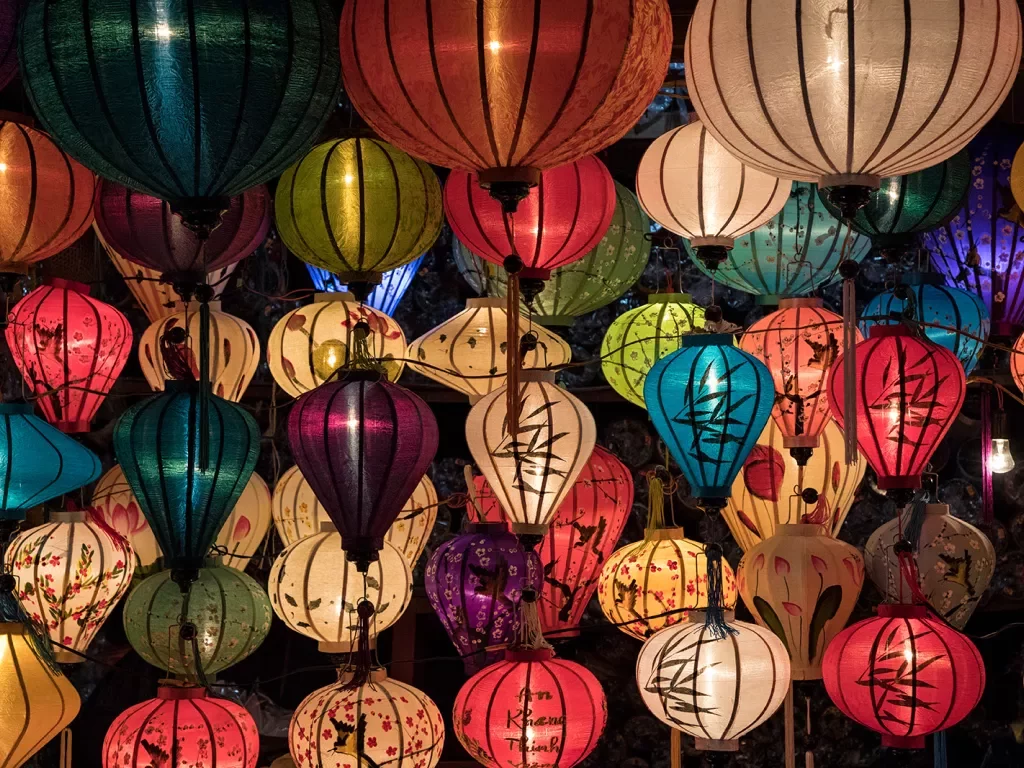 Collection of traditional Vietnamese lanterns