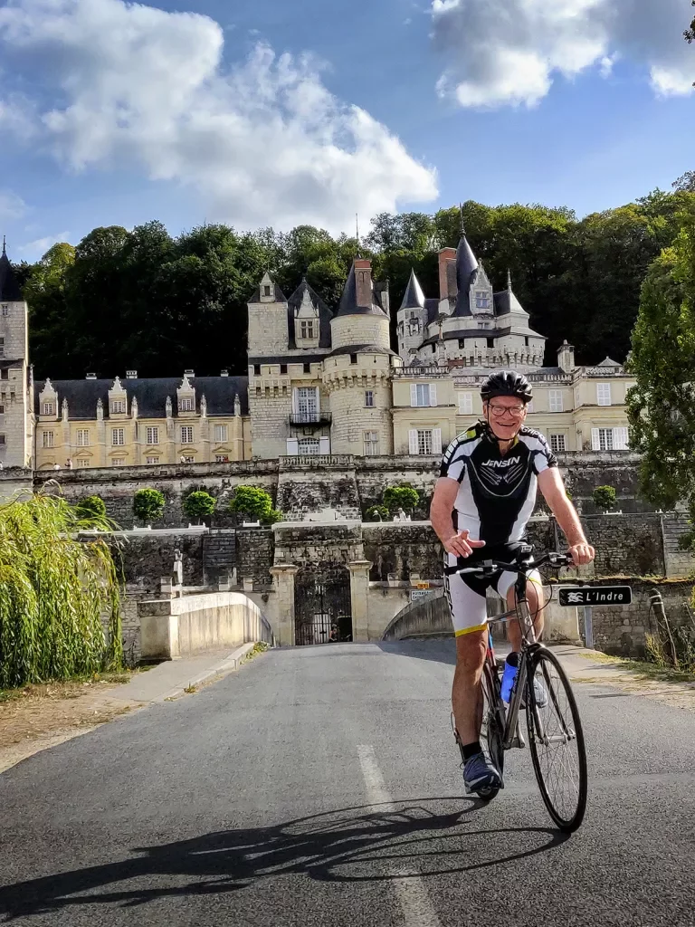 Guest Biking in Front of Castle
