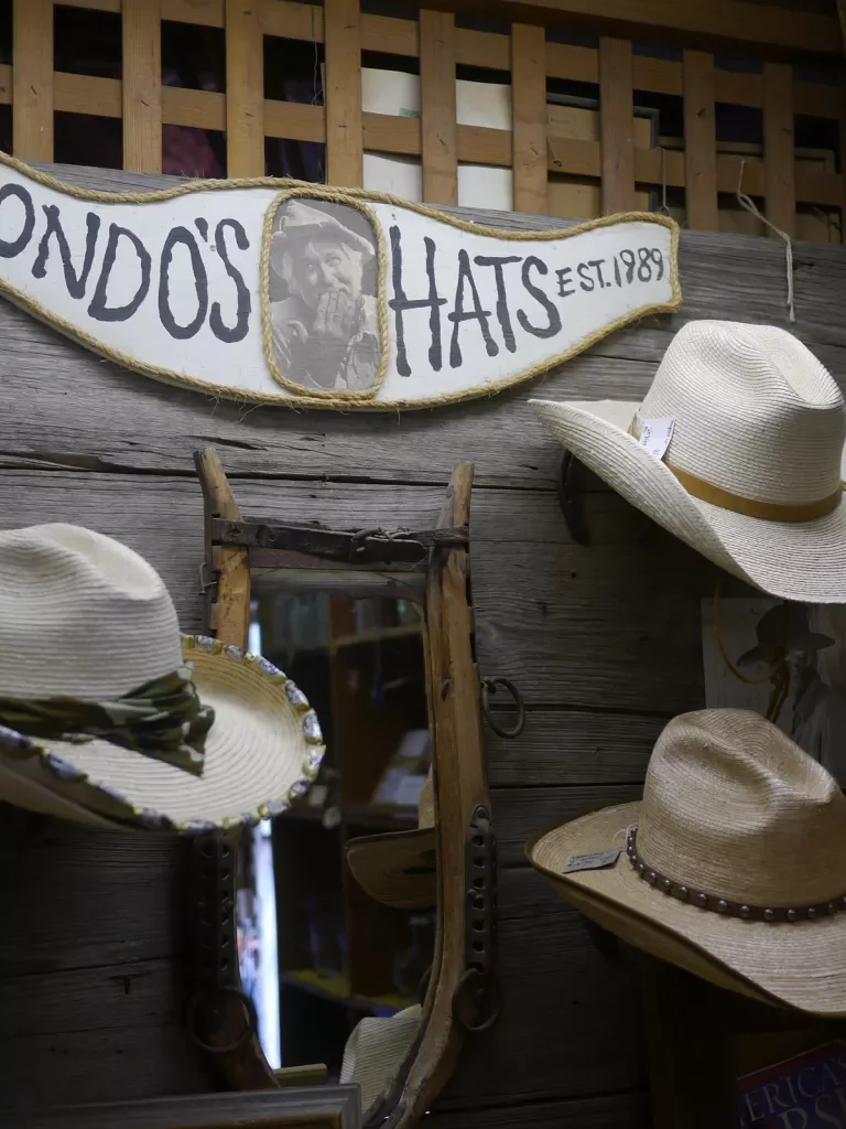 Display of authentic cowboy hats 