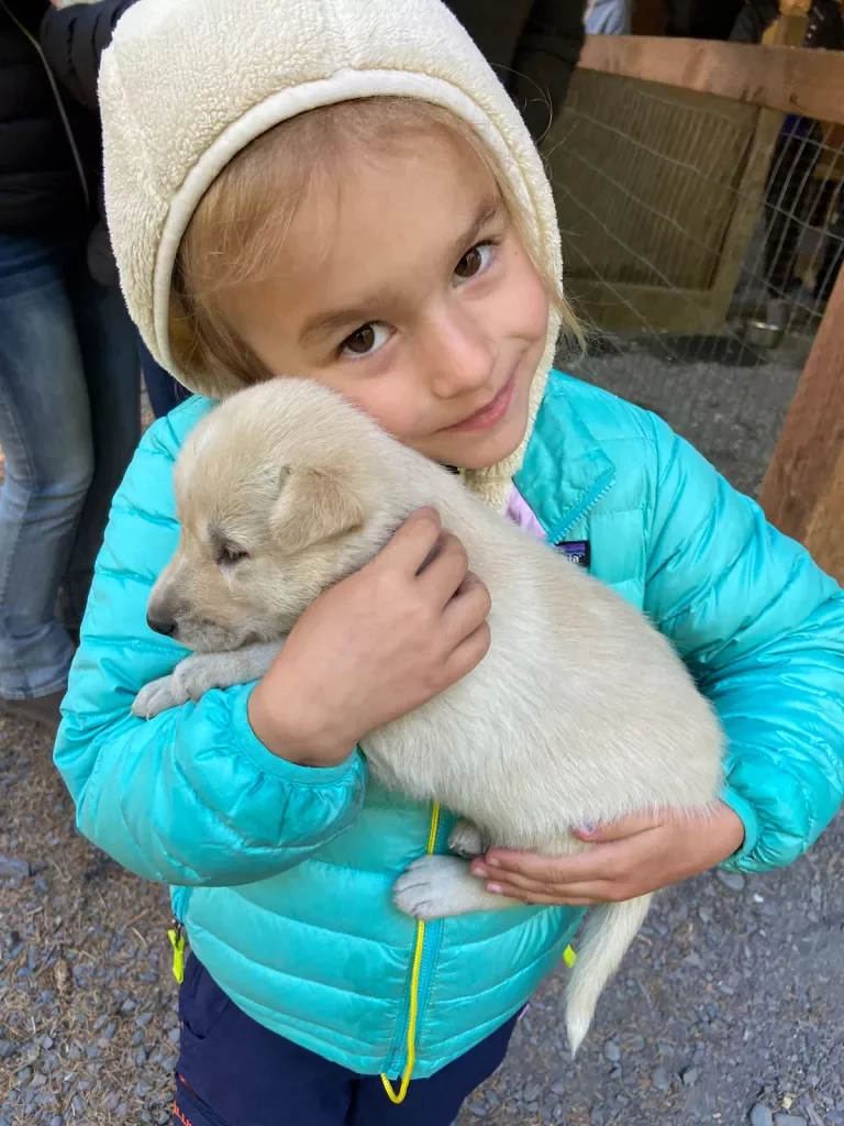Little girl with puppy