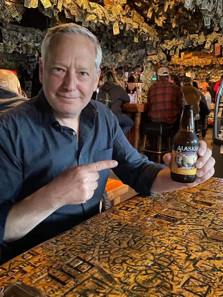 Guest with Alaskan beer