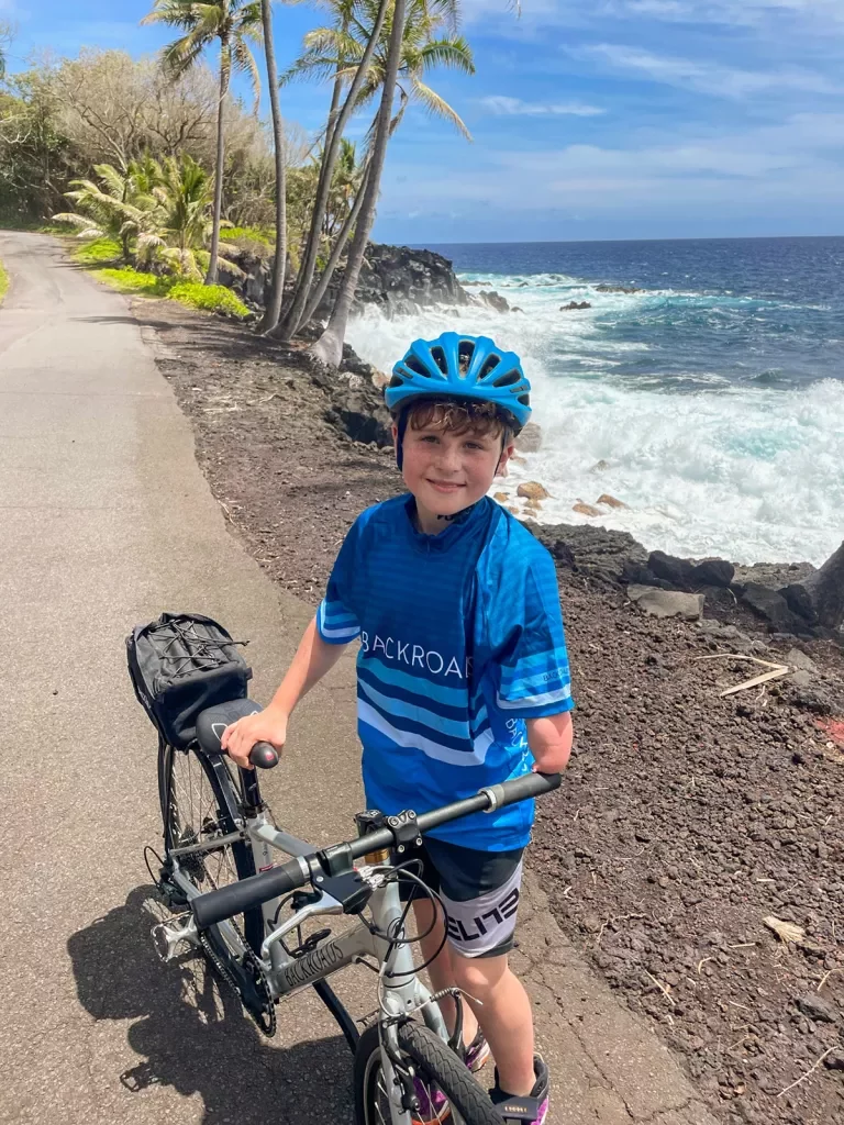 Child biking in Hawaii