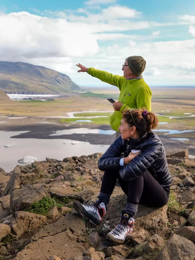 Expert Pointing Out Valley Iceland