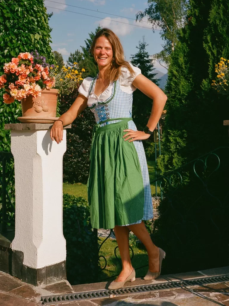 Person posing in traditional German dress.