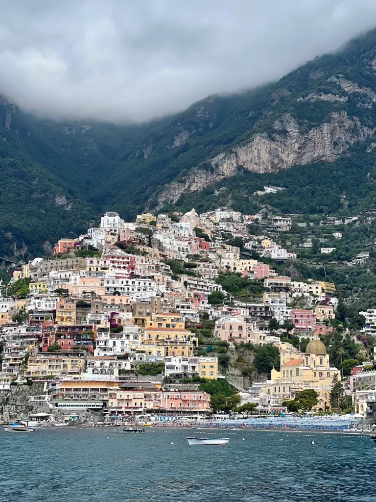 Wide shot of the Amalfi coast.