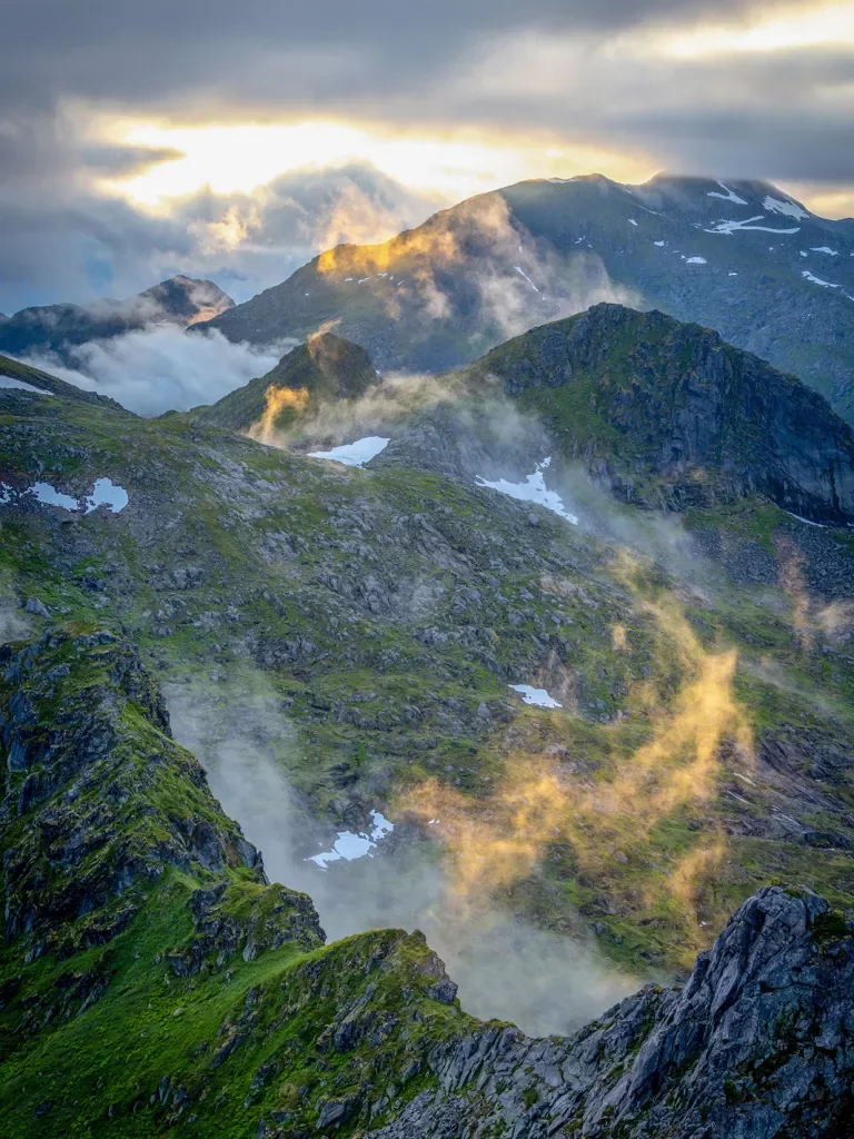 Aerial Mountains Fog Norway