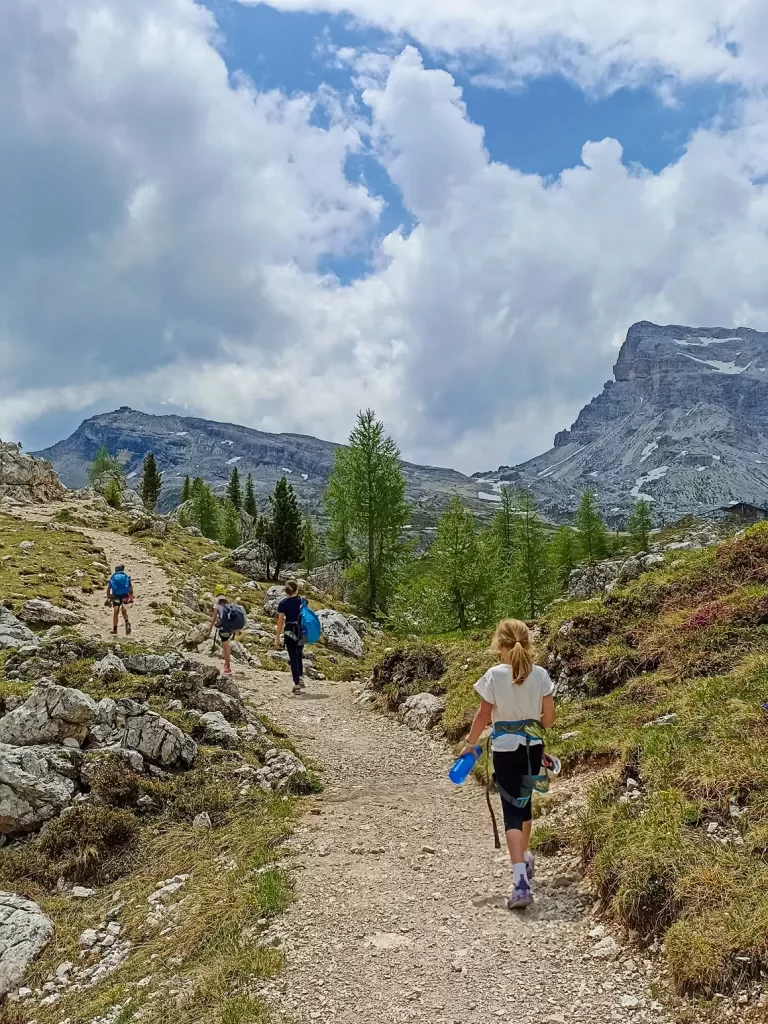 Children hiking in the Dolomites