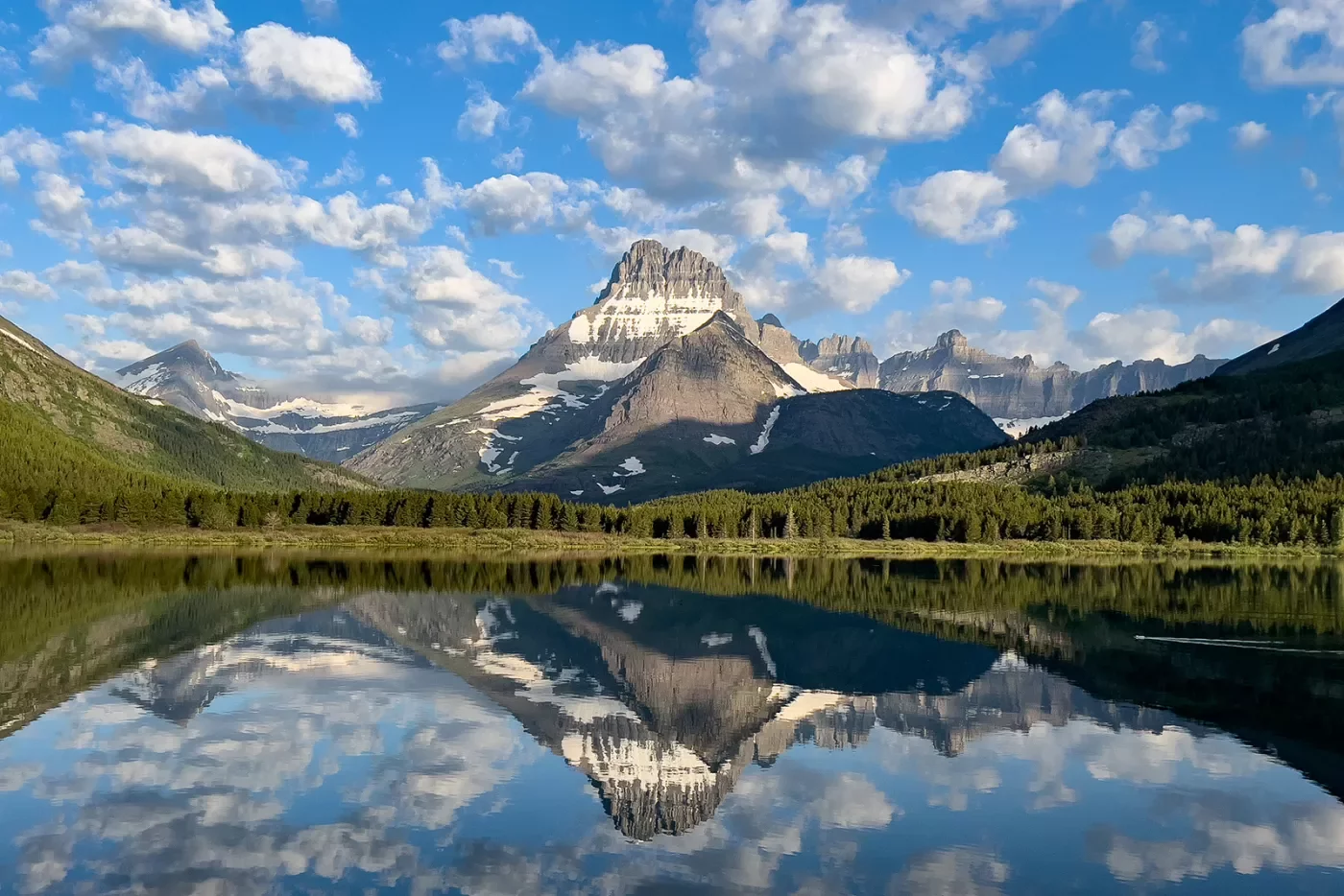 Mountain reflected onto mirrored lake