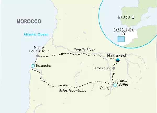Morocco Easygoing Walking Tour map