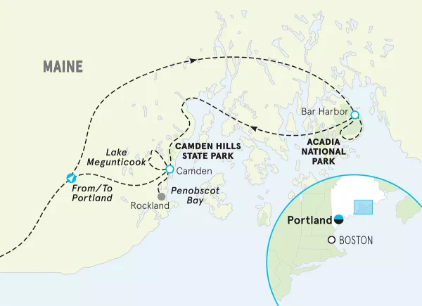 Maine Acadia Bike Tour map