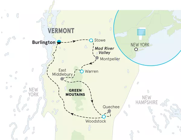 Vermont Bike Tour map