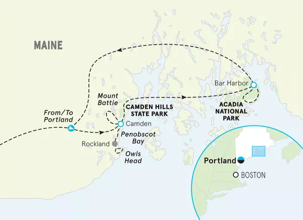 Maine Acadia Multi-Adventure Tour map