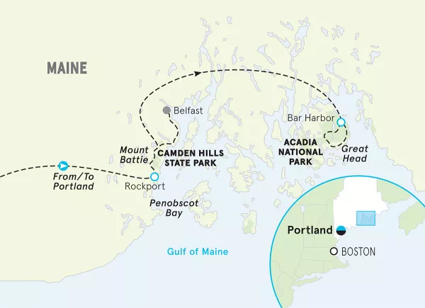 Maine Acadia Family Multi-Adventure Tour map
