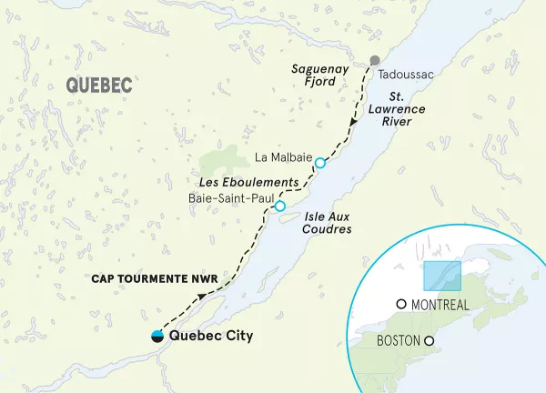 Quebec Walking &amp; Hiking Tour map