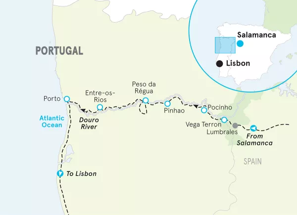 Portugal Douro River Cruise Bike Tour map
