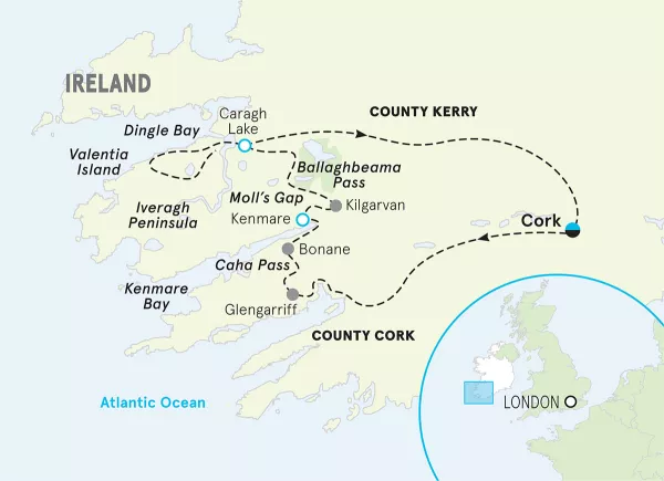 Ireland County Cork &amp; Kerry Bike Tour map