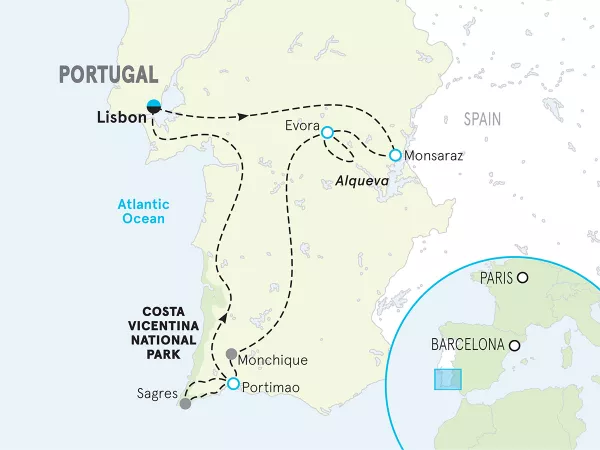 Portugal Porto &amp; Douro Valley Bike Tour map