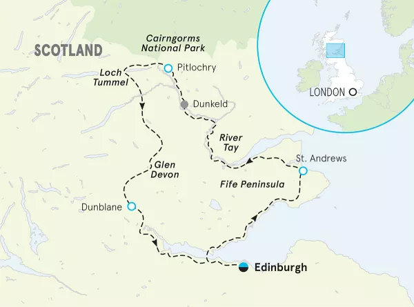 Scottish Highlands Bike Tour map