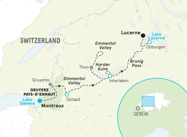 Switzerland Bike Tour map