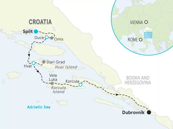 Croatia Family Multi-Adventure Tour map
