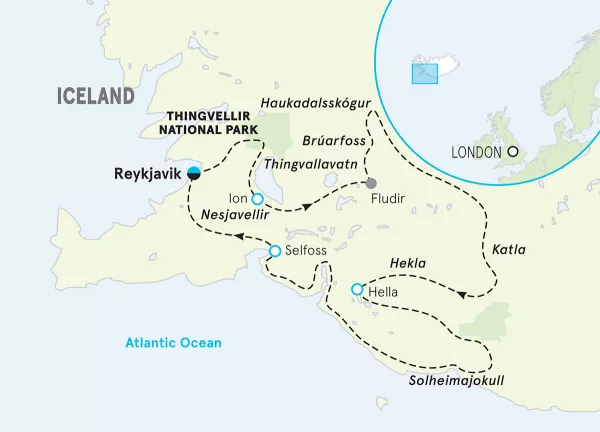 Iceland Northern Lights Family Multi-Adventure Tour map