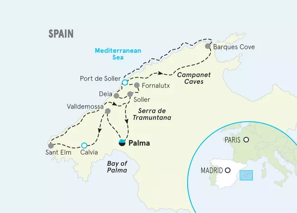 Spain Mallorca Family Multi-Adventure Tour map