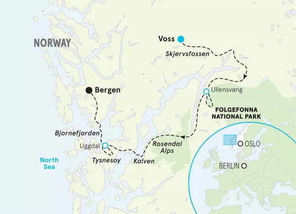 Norway Fjords Family Multi-Adventure Tour map