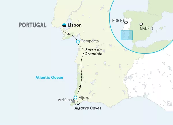 Portugal Family Multi-Adventure Tour map