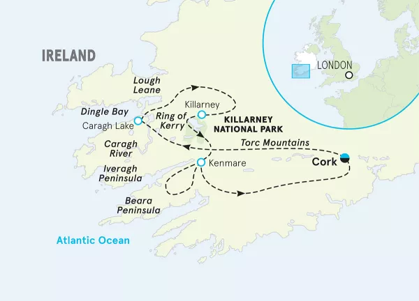Ireland Walking &amp; Hiking Tour map