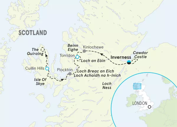 Scotland Inverness to Isle of Skye Walking &amp; Hiking Tour map