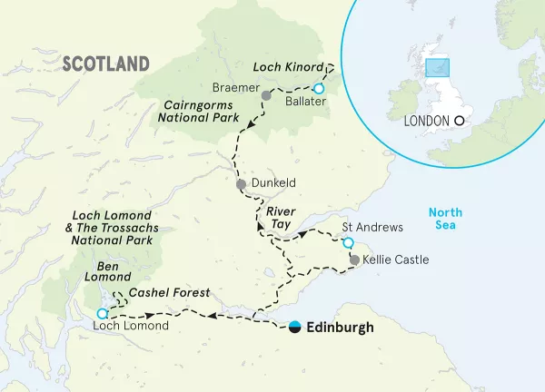 Scottish Highlands Walking &amp; Hiking Tour map