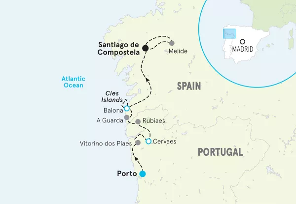 Spain A Taste of Camino de Santiago Easygoing Walking Tour map
