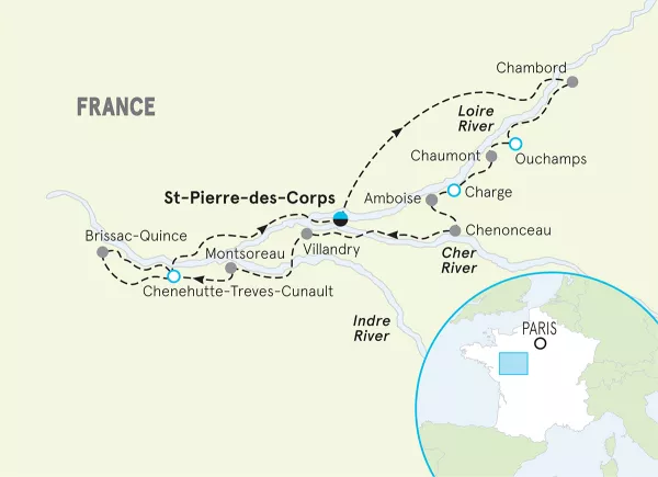 France Loire Valley Bike Tour map