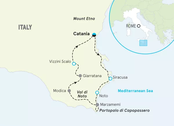 Italy Sicily Bike Tour map