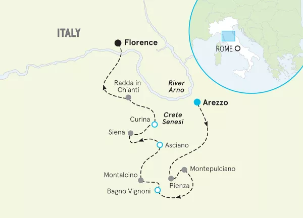 Italy Tuscany Family Bike Tour map