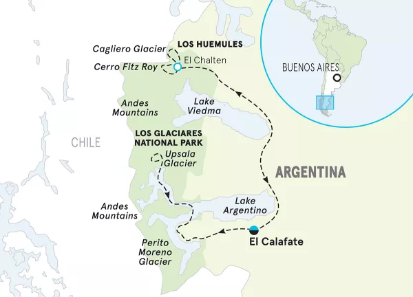 Argentina Patagonia Walking &amp; Hiking Tour map