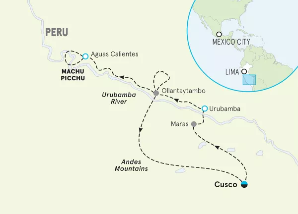 Peru Family Walking and Hiking Tour map