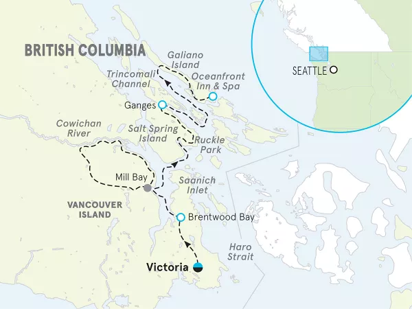 Vancouver &amp; Gulf Islands Bike Tour map